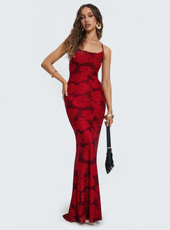 front view of model wearing Princess Polly Rosarie Maxi Dress Multi Cowl Neck 