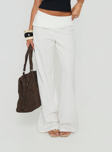 Brea Frill Belted Trousers White