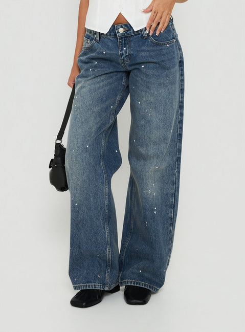 Ellanor Low Rise Straight Leg Jeans mit Vintage-Waschung und mittlere Blauton