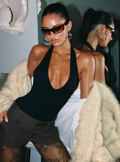 Someone New Halter Bodysuit Black