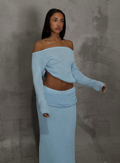 Ravira Wide Neck Knit Sweater Blue