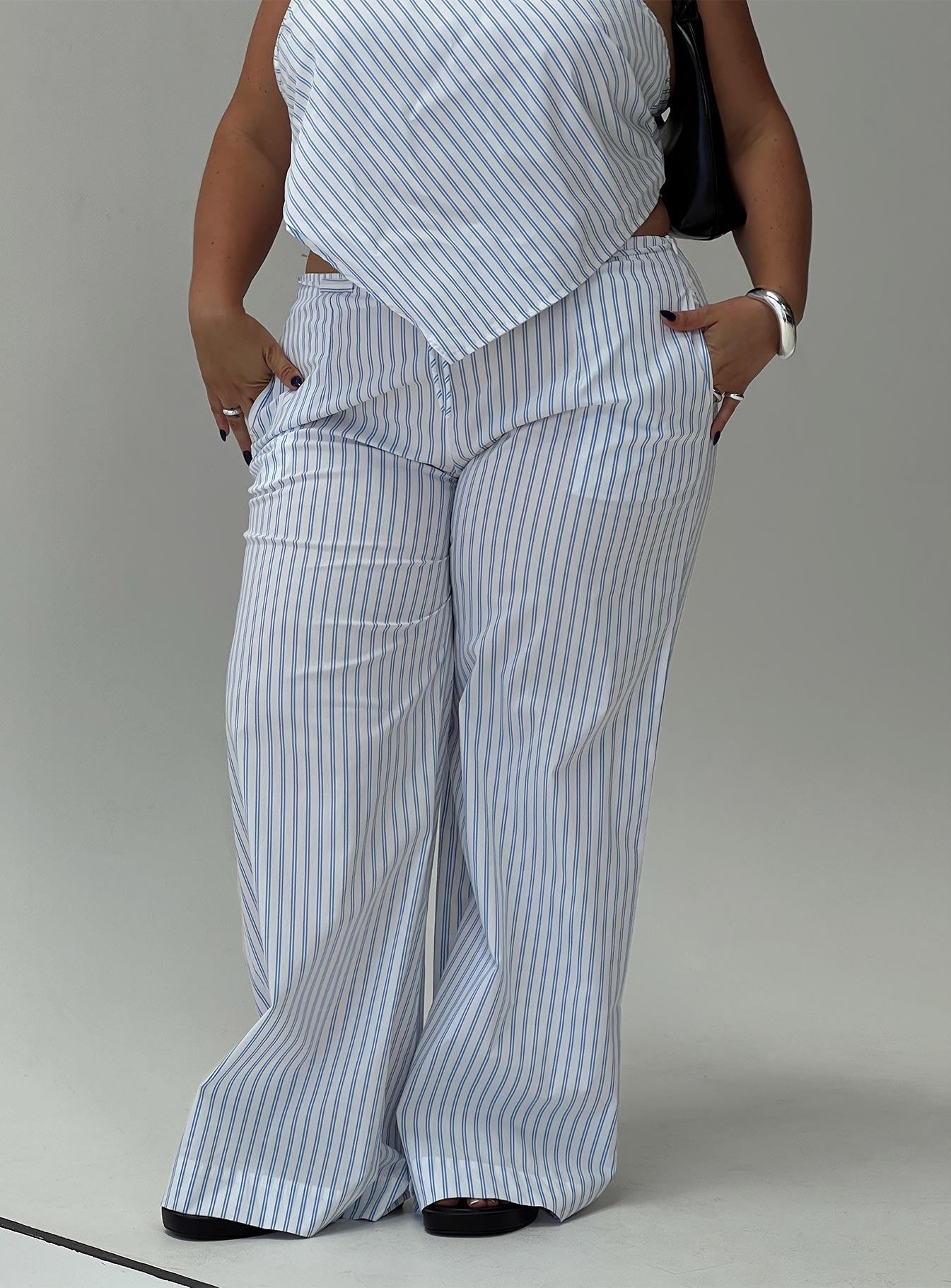 Striped sales overall pants