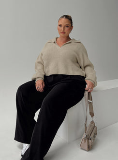 Tiara Cropped Sweater Beige Curve Princess Polly  Cropped 