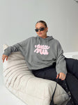 Princess Polly Hooded Sweatshirt Bubble Text Charcoal / Light Pink Curve Princess Polly  regular 