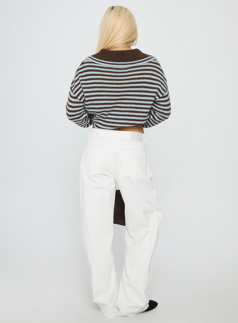 Kaio Mid Rise Barrel Leg Denim Jeans White