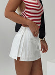 back view of model wearing Princess Polly Gigi Wrap Skort White Tall High Waisted Shorts 