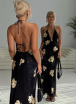 back view of model wearing Princess Polly Yasminn Maxi Dress Multi Petite Plunger 