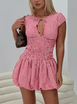 Ladybug Gingham Mini Dress Red Petite