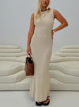 front view of model wearing Princess Polly Osment Knit Maxi Dress Cream Crew Neck 