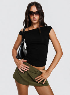   front view of model wearing Princess Polly Leon Cargo Mini Skirt Olive Mini Skirts 