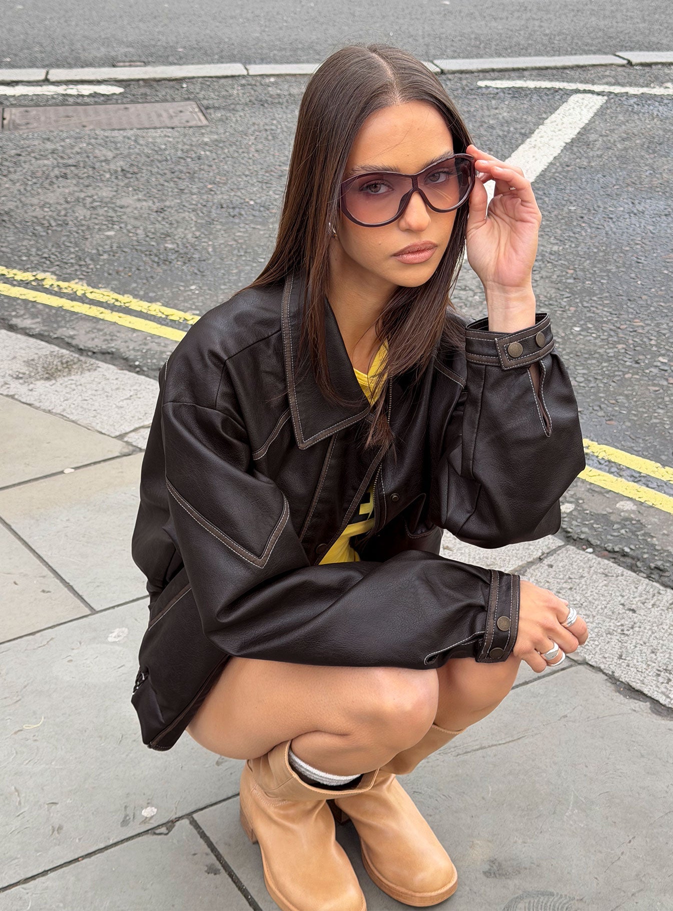 Jaxton Faux Leather Jacket Brown