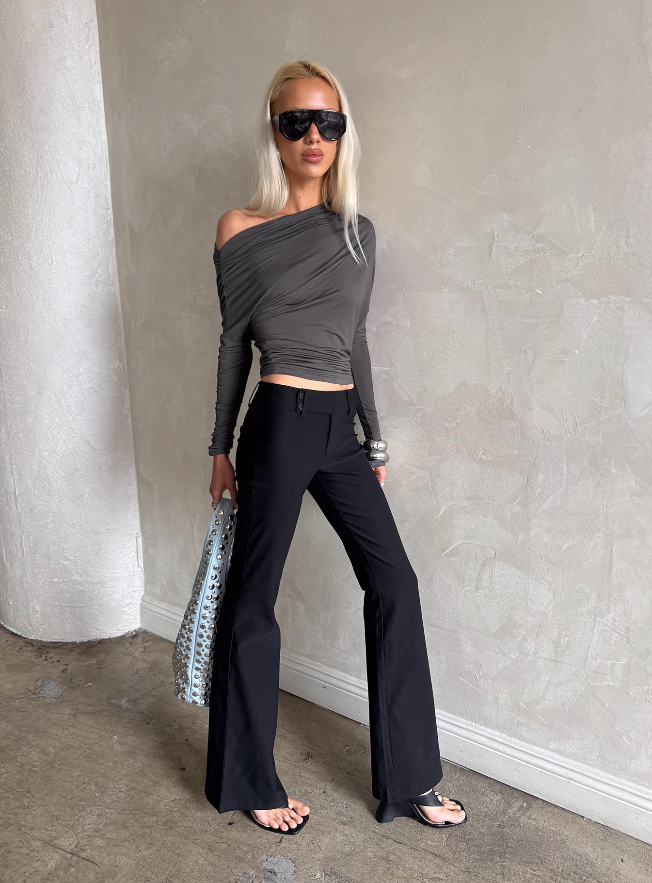 パンツ archive y2k Black flare pants gimmick Kinkirk Flared Pants Black Petite | Princess Polly