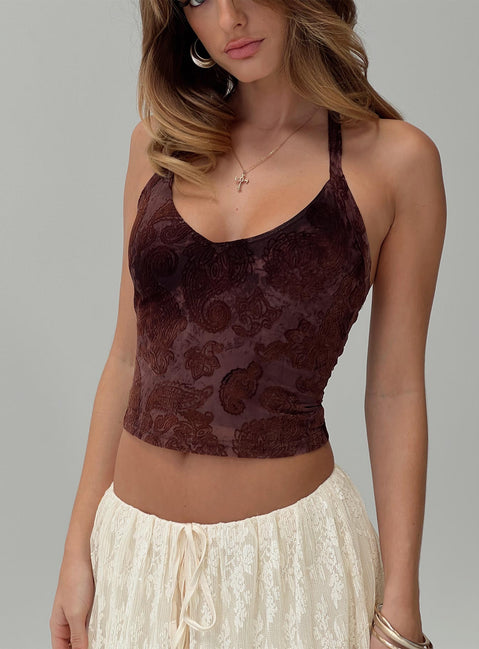 back view of model wearing Princess Polly Zyraelyn Top Multi Sleeveless Scoop Neck 