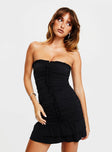 product Princess Polly Asymmetric Neckline  Clancey Strapless Mini Dress Black