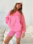 Princess Polly Crew Neck Sweatshirt Squiggle Text Watermelon Pink / Rose Princess Polly  long 