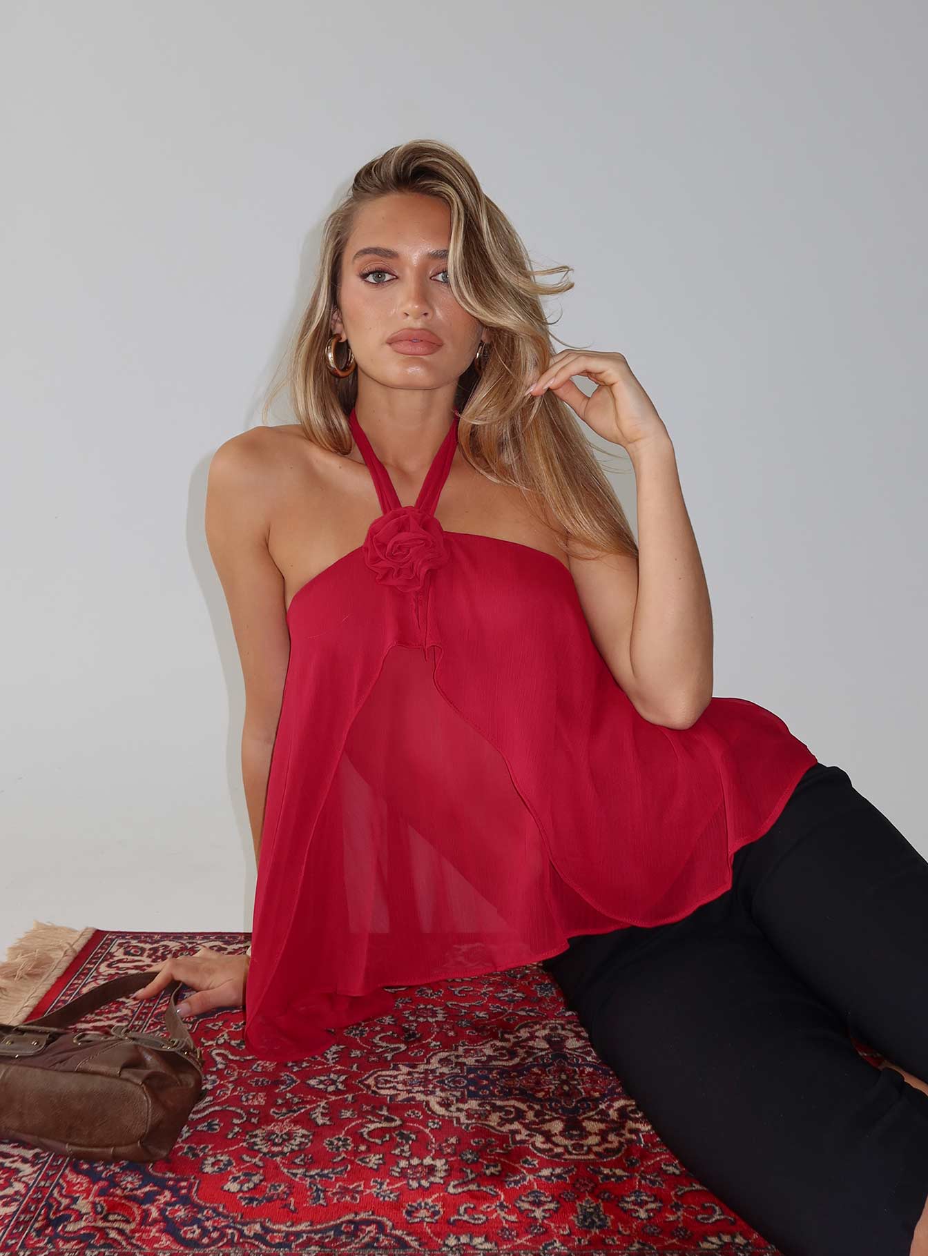 Zoanne Chiffon Layered Top Guava