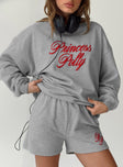 Princess Polly Track Shorts Cursive Text Grey Marle / Red Princess Polly high-rise 