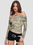 front view of model wearing Princess Polly Fossi Strapless Top Multi Full Sleeves straight 