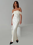 front view of model wearing Princess Polly Adoration Maxi Dress Cream Straight Neck 