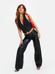 Princess Polly Mid Rise  Herro Faux Leather Pants Washed Black