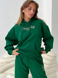 Princess Polly Hooded Sweatshirt Script Green / Ivory Princess Polly  regular 