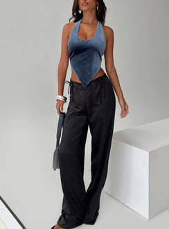 front view of model wearing Princess Polly Thrill Of It All Pant Black High Waisted Pants 