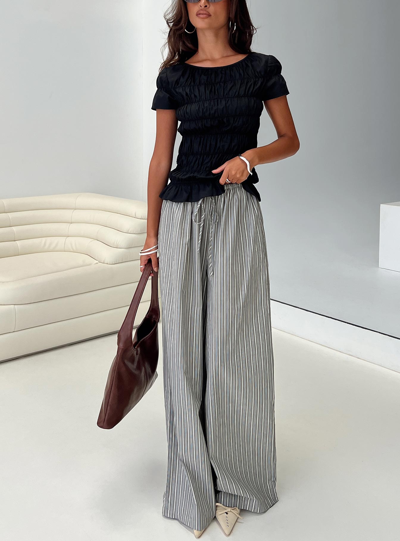 front view of model wearing Princess Polly Lucea Pants Multi High Waisted Pants 