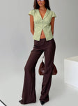 Kinkirk Flared Pants Brown Pinstripe