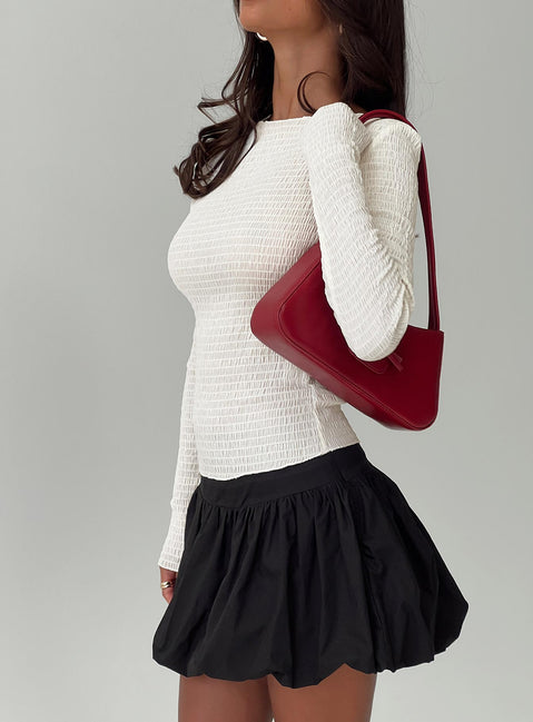 back view of model wearing Princess Polly Marentino Bubble Hem Mini Skirt Black Mini Skirts 