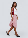 Evanescence Asymmetrical Midi Skirt Pastel Pink