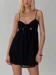 front view of model wearing Princess Polly Granno Mini Dress Black Sweetheart Neckline 