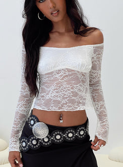 product Princess Polly Full Sleeves Square Neck  Xenia Off The Shoulder Top White