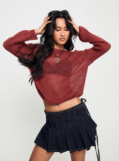 product Daja Knit Sweater Burgundy Princess Polly  