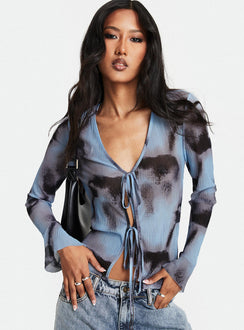 product Princess Polly Full Sleeves Scoop Neck  Mallawa Long Sleeve Top Blue