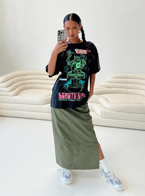 product Princess Polly Half Sleeves Asymmetric Neckline  Beastie Boys World Tour Oversized Tee Black