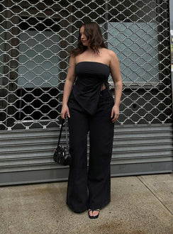 product Princess Polly High Waisted  Naylor Wide Leg Jeans Washed Black Denim