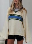 front view of model wearing Princess Polly Old Sport Knit Sweater Multi Long 