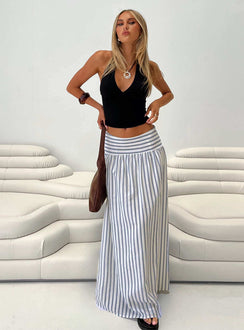   front view of model wearing Princess Polly Find Your Love Flowy Maxi Skirt White Maxi 