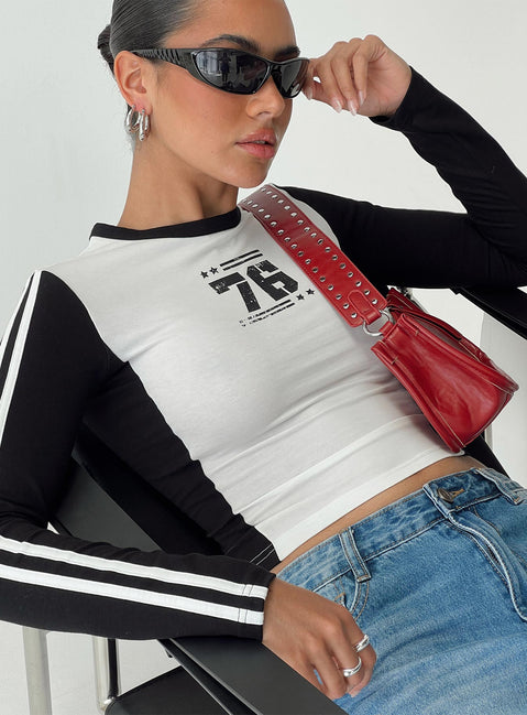 product Princess Polly Sleeveless High Neck  Letina Long Sleeve Top Black / White