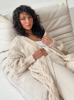 Bryer Longline Cardigan Cream Princess Polly  long 