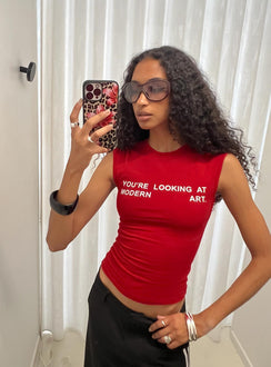 Modern Art Graphic Baby Tee Red