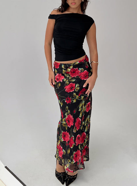   front view of model wearing Princess Polly Emaretta Maxi Skirt Multi Floral 