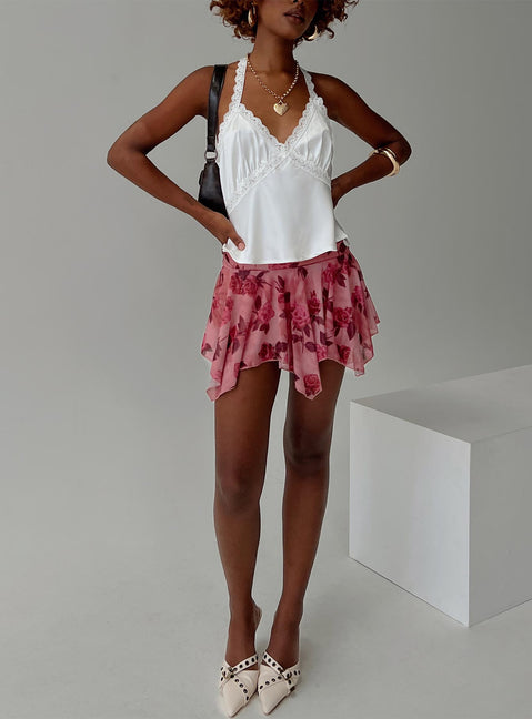   front view of model wearing Princess Polly Perezie Mini Skirt Pink Mini Skirts 
