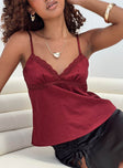 product Princess Polly Sleeveless Sweetheart  Lunya Top Burgundy