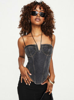 product Princess Polly  Del Gato Corset Top Charcoal