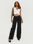 front view of model wearing Princess Polly Alaina Pants Black High Waisted Pants 