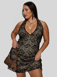 Sonella Lace Halter Mini Dress Black Curve