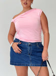   front view of model wearing Princess Polly Nickei Denim Mini Skirt Mid Wash Curve Mini Skirts 