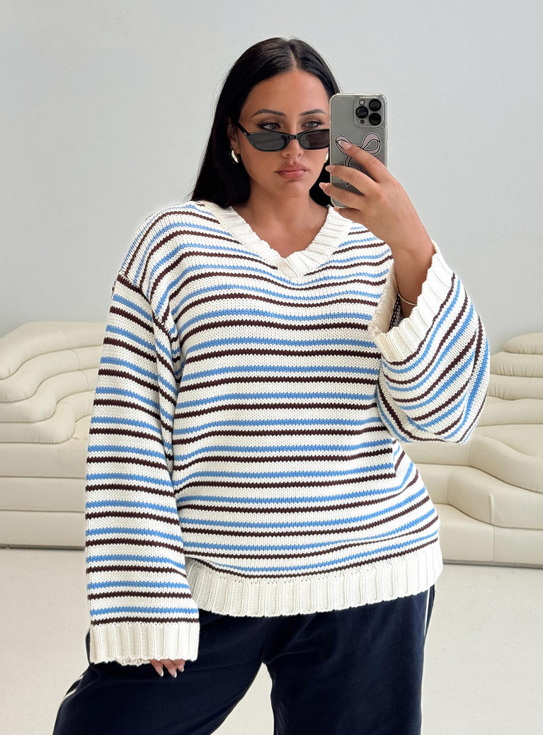 Karolyn Sweater Blue Stripe Curve