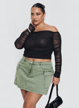 Zakai Cargo Denim Mini Skirt Green Curve